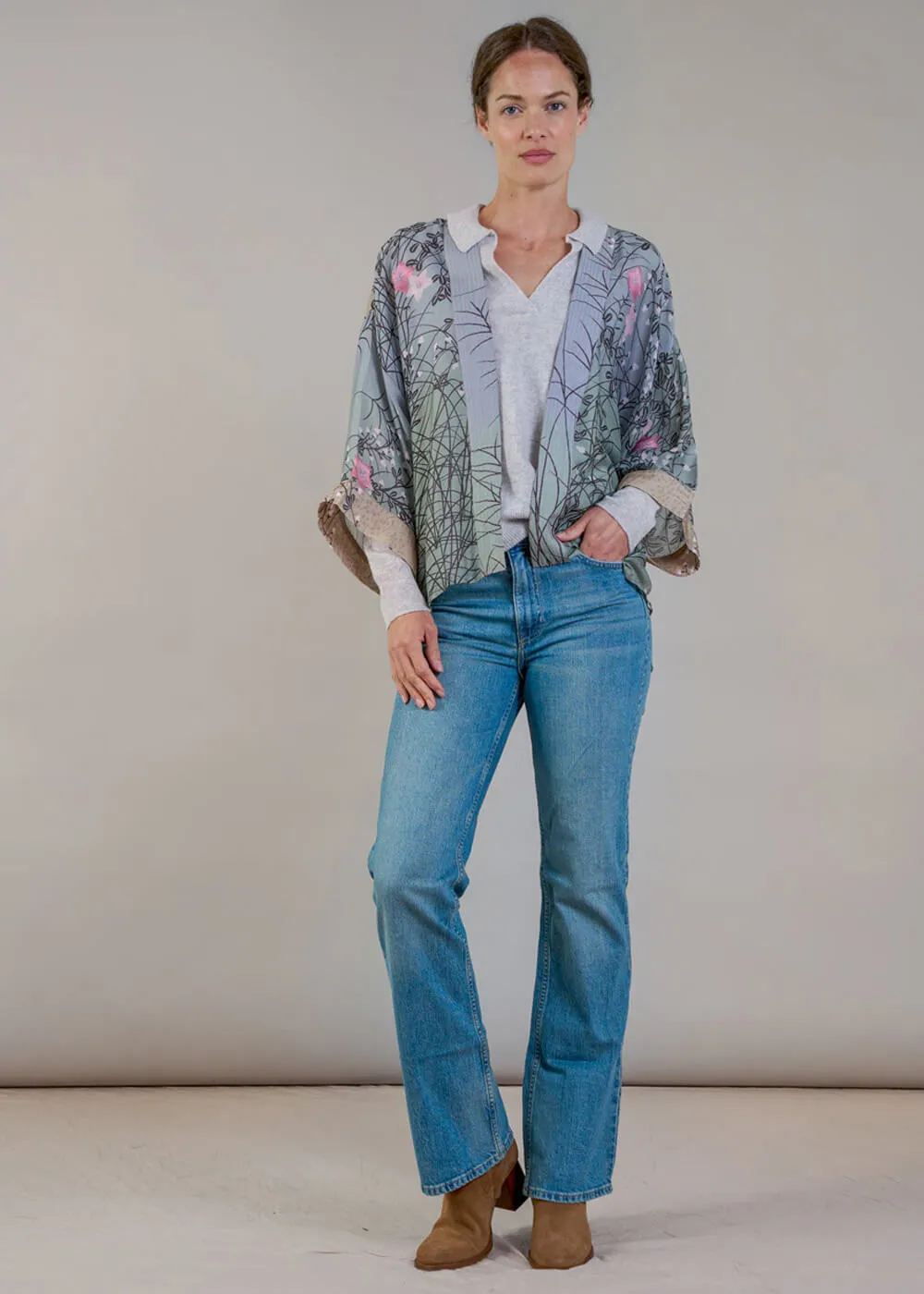 One Hundred Stars Dunes Korte Kimono Grijs