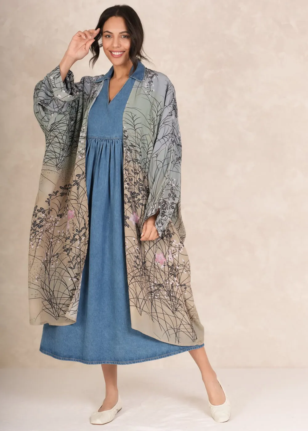 One Hundred Stars Dunes Lange Kimono Grijs