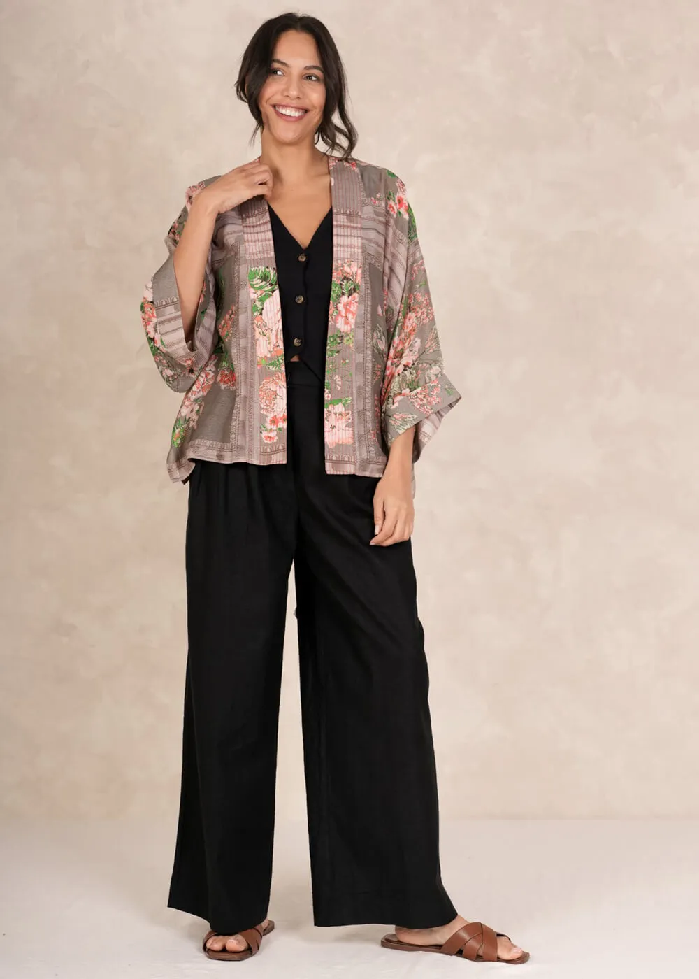 One Hundred Stars Neon Rose Korte Kimono Beige