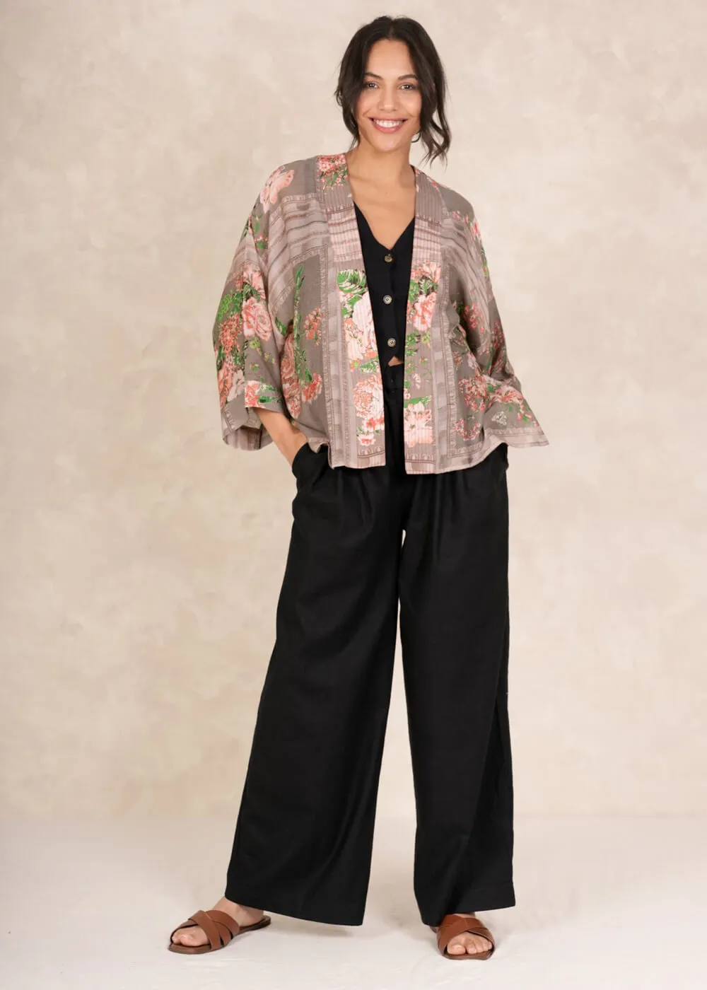One Hundred Stars Neon Rose Korte Kimono Beige