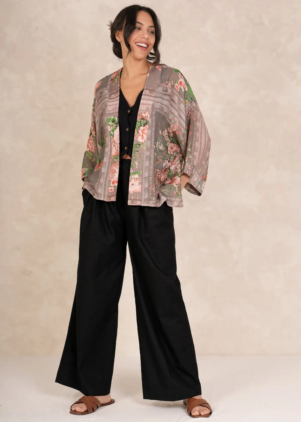 One Hundred Stars Neon Rose Korte Kimono Beige