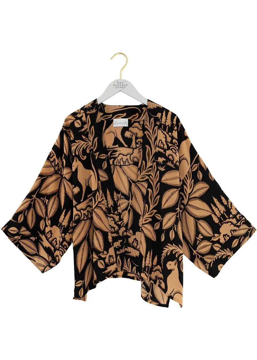 One Hundred Stars Sphinx Crepe Korte Kimono Zwart
