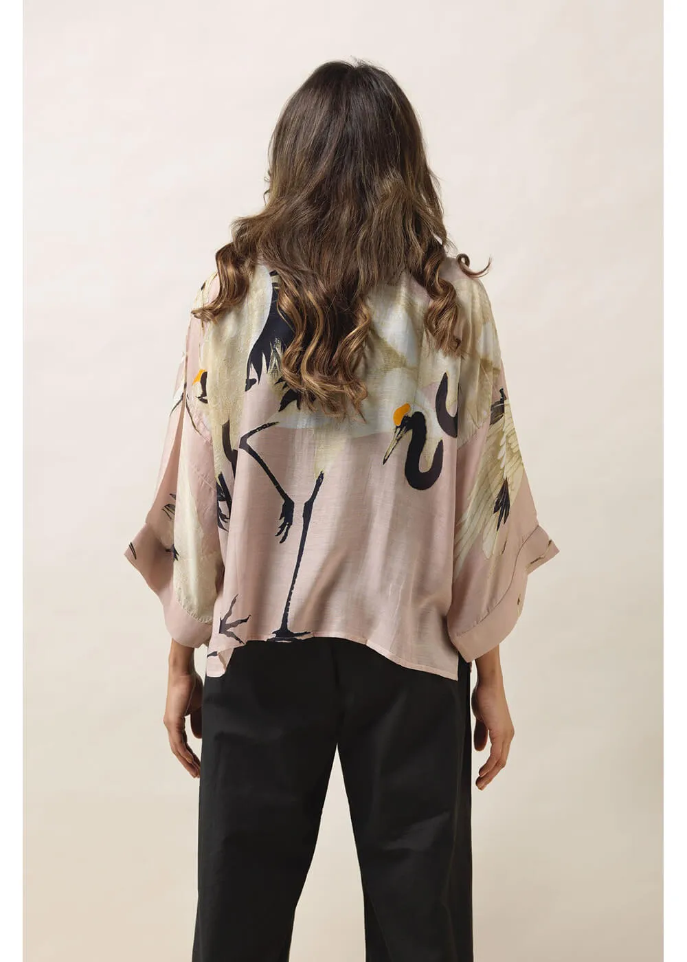 One Hundred Stars Stork Korte Kimono Plaster Roze