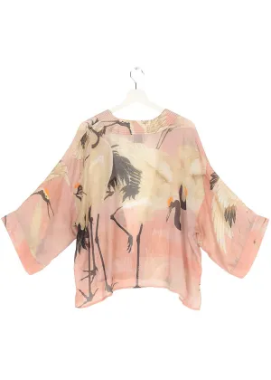One Hundred Stars Stork Korte Kimono Plaster Roze