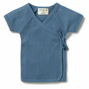 Organic Rib Kimono Top - Ocean