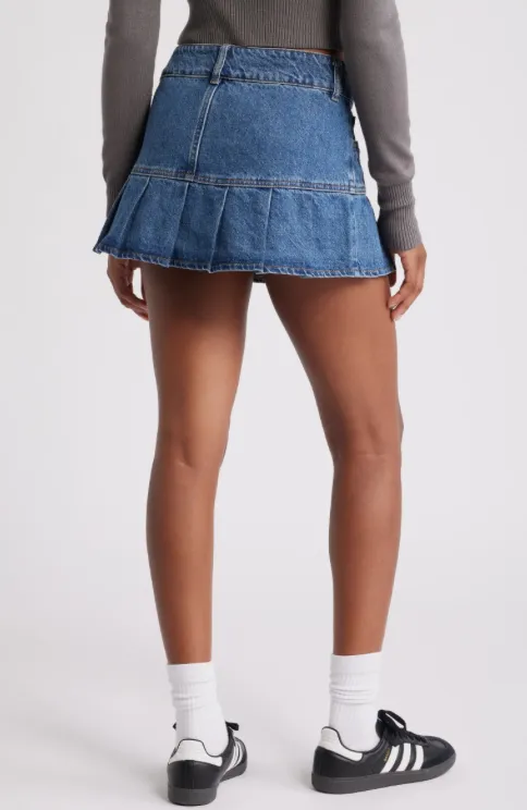 Pacsun Pleated Low Rise Denim Miniskirt