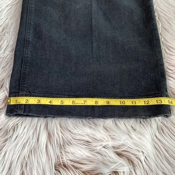 Paige Harper Ankle Jeans Washed Noir Distressed Black Patch Pockets Size 34