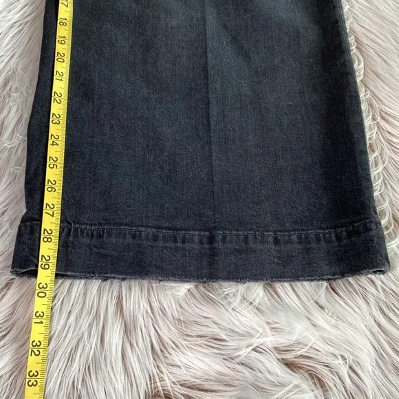 Paige Harper Ankle Jeans Washed Noir Distressed Black Patch Pockets Size 34