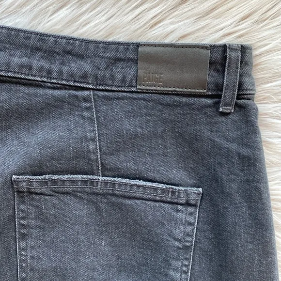 Paige Harper Ankle Jeans Washed Noir Distressed Black Patch Pockets Size 34