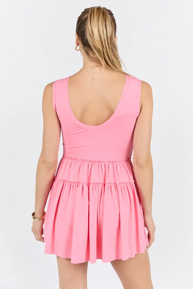 Path To Happiness Pink Knit Tank Romper Dress