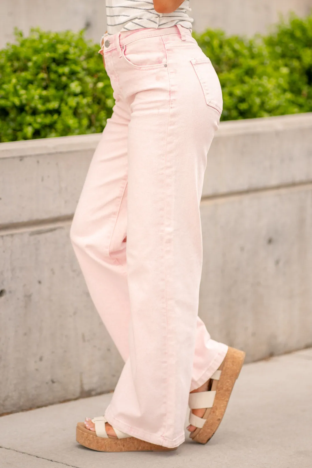 Pink Bae High Rise Tummy Control Wide Leg Jeans Regular & Plus Sizes