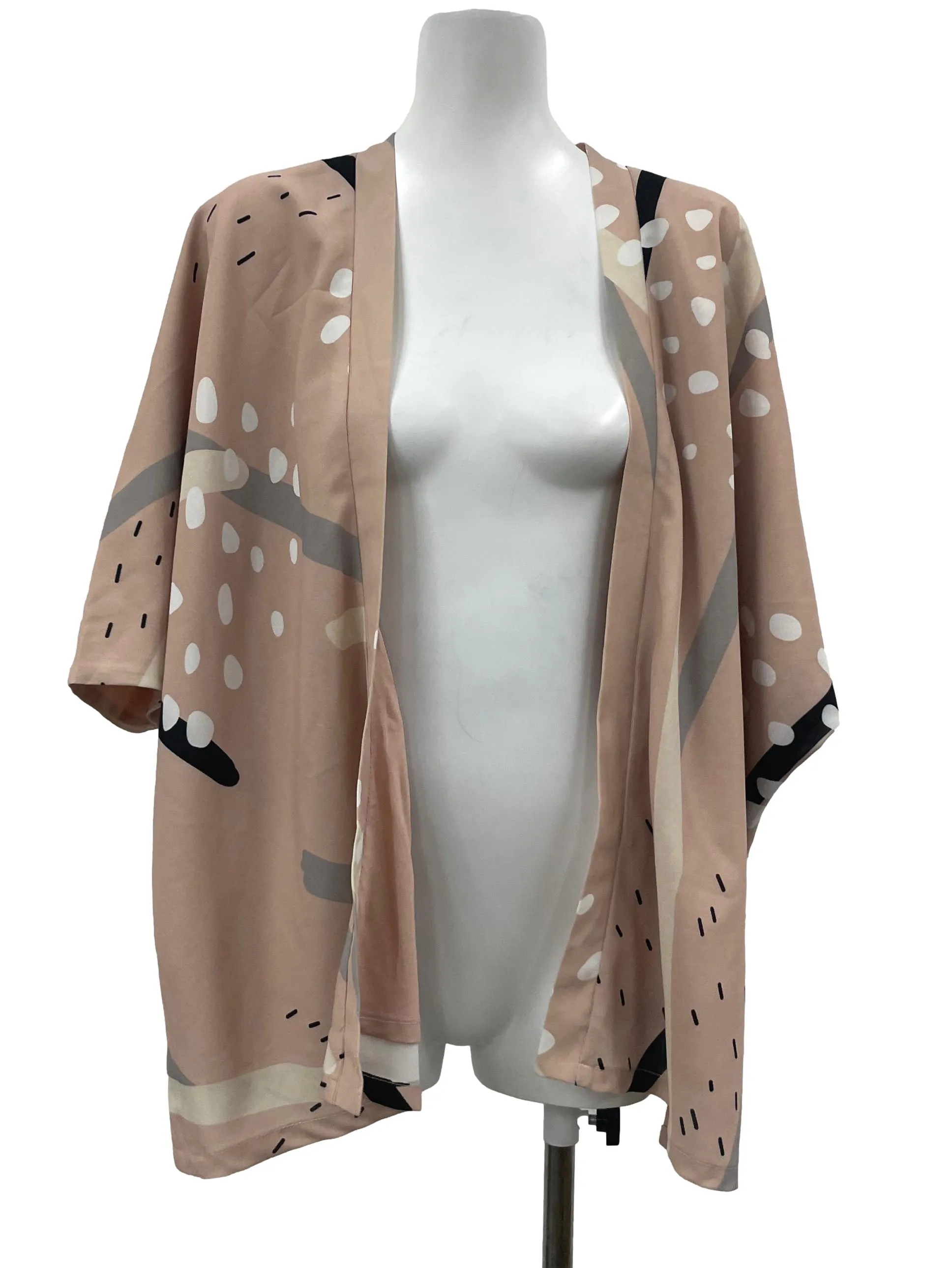 Pink Floral Print Kimono