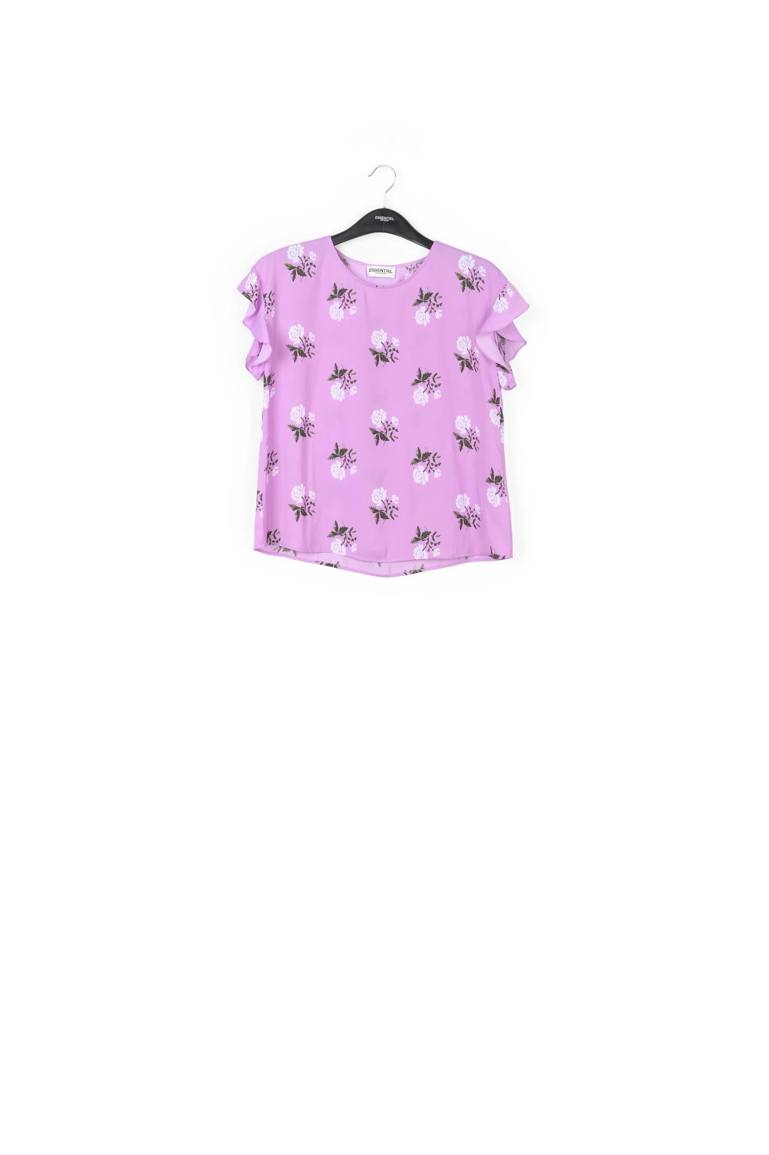 Pink flower print top with ruffled sleeves