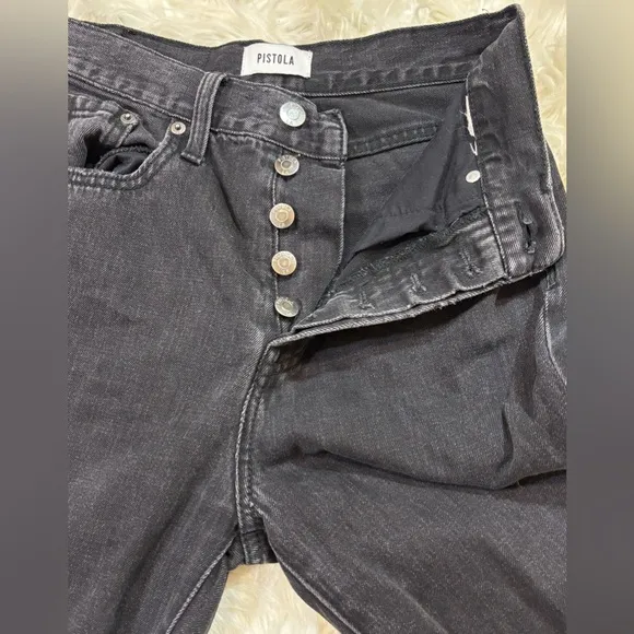 Pistola Cassie High Rise Distressed Straight Leg Jeans