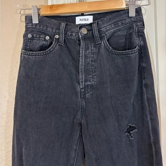 Pistola Cassie High Rise Distressed Straight Leg Jeans