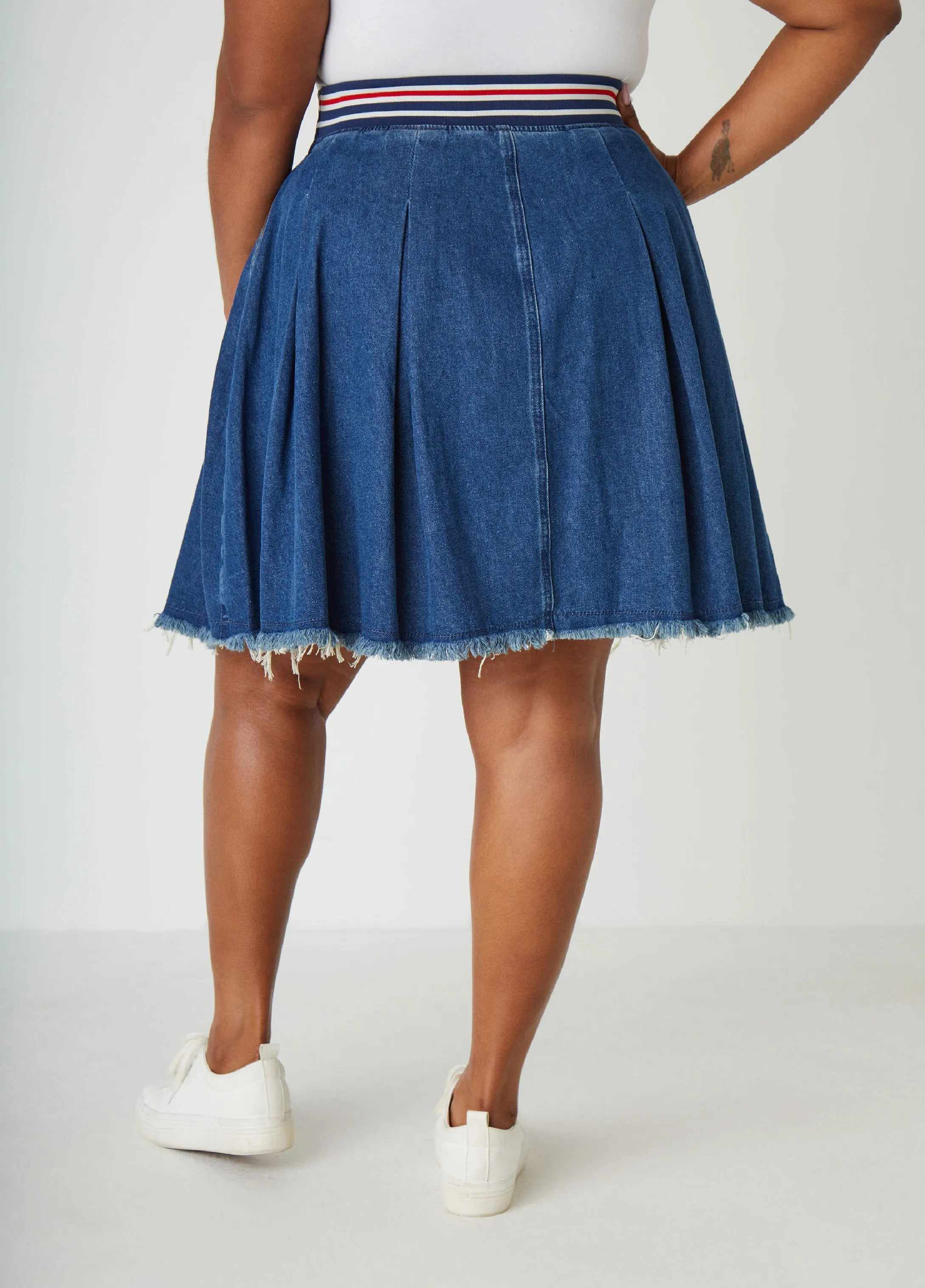 Pleated Denim Skirt