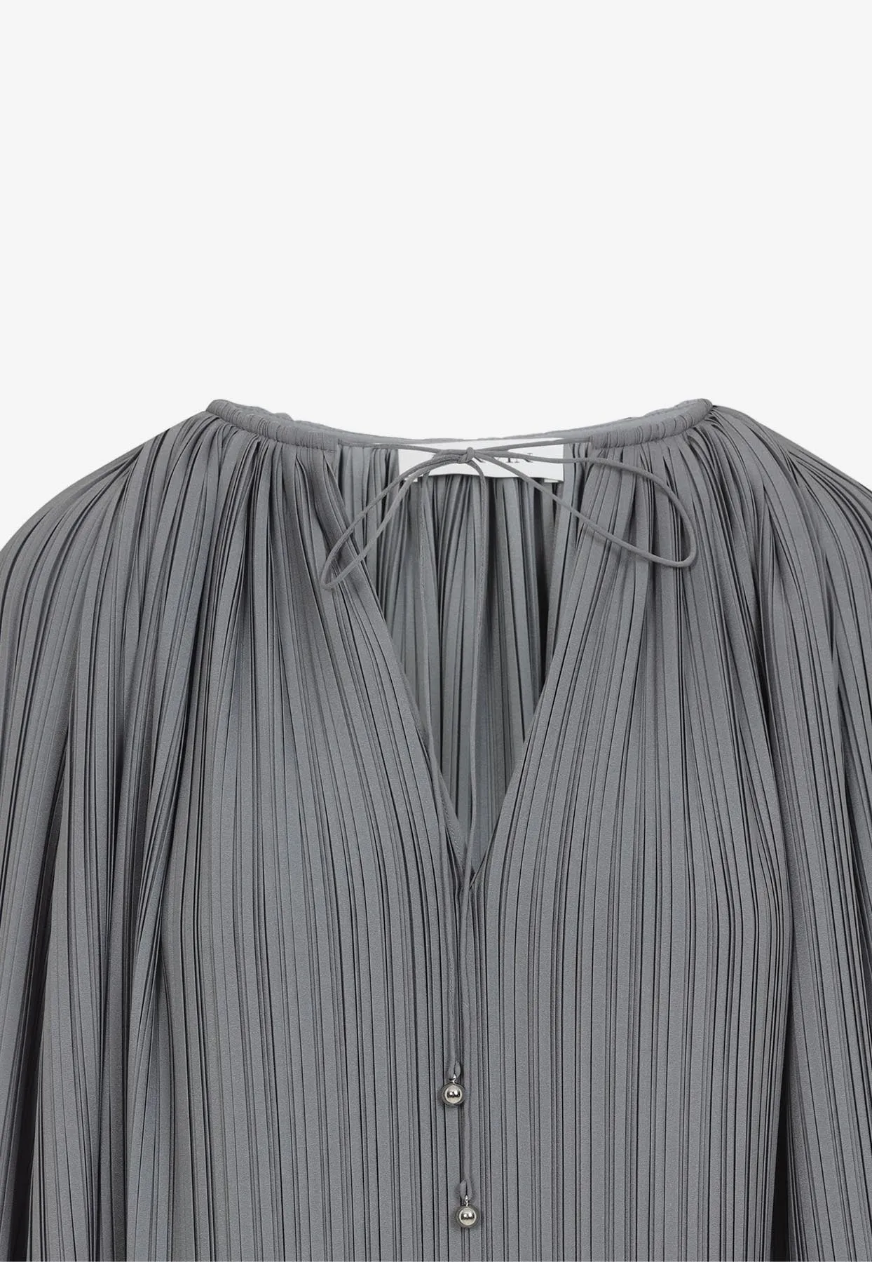 Pleated Long-Sleeved Blouse
