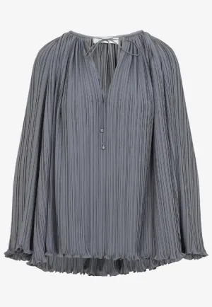 Pleated Long-Sleeved Blouse