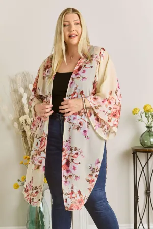 Plus Size Floral Kimono Cardigan