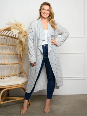 PLUS SIZE SEQUINS RUFFLE LONG SLEEVE CARDIGAN
