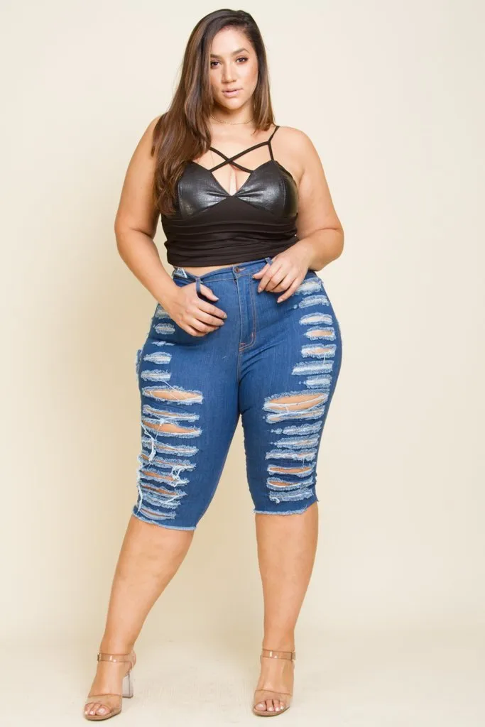 Plus Size Ultra Sliced Bermuda Shorts
