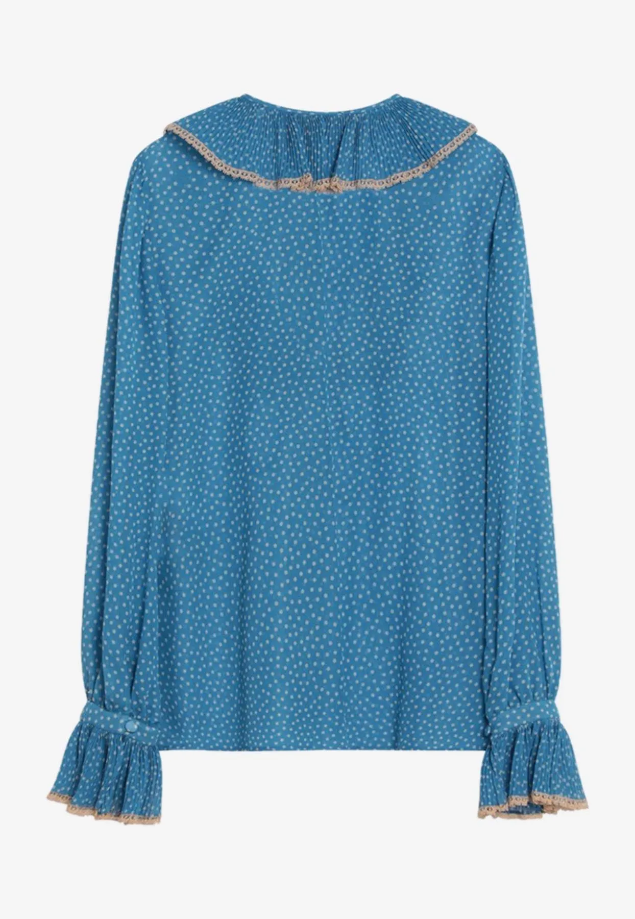 Plusdepois Print Silk Ruffled Blouse