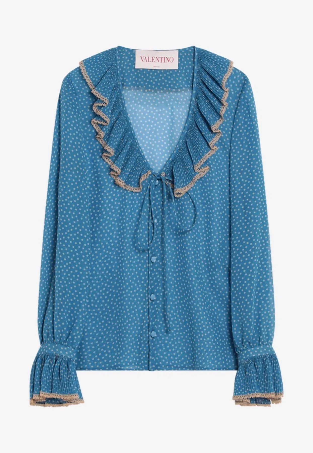 Plusdepois Print Silk Ruffled Blouse