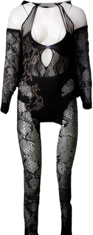 Poster Girl Nadia Black Halterneck Jumpsuit With Gloves One Size