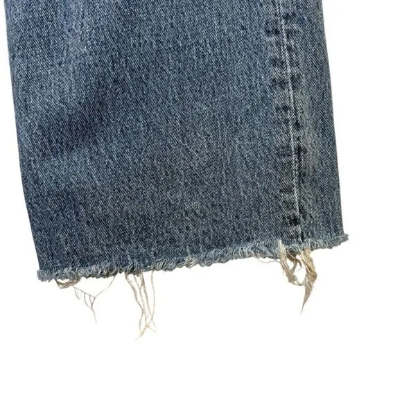 Pull &amp; Bear High-Waist Distressed Wide-Leg Jeans 100% Cotton Women's 0