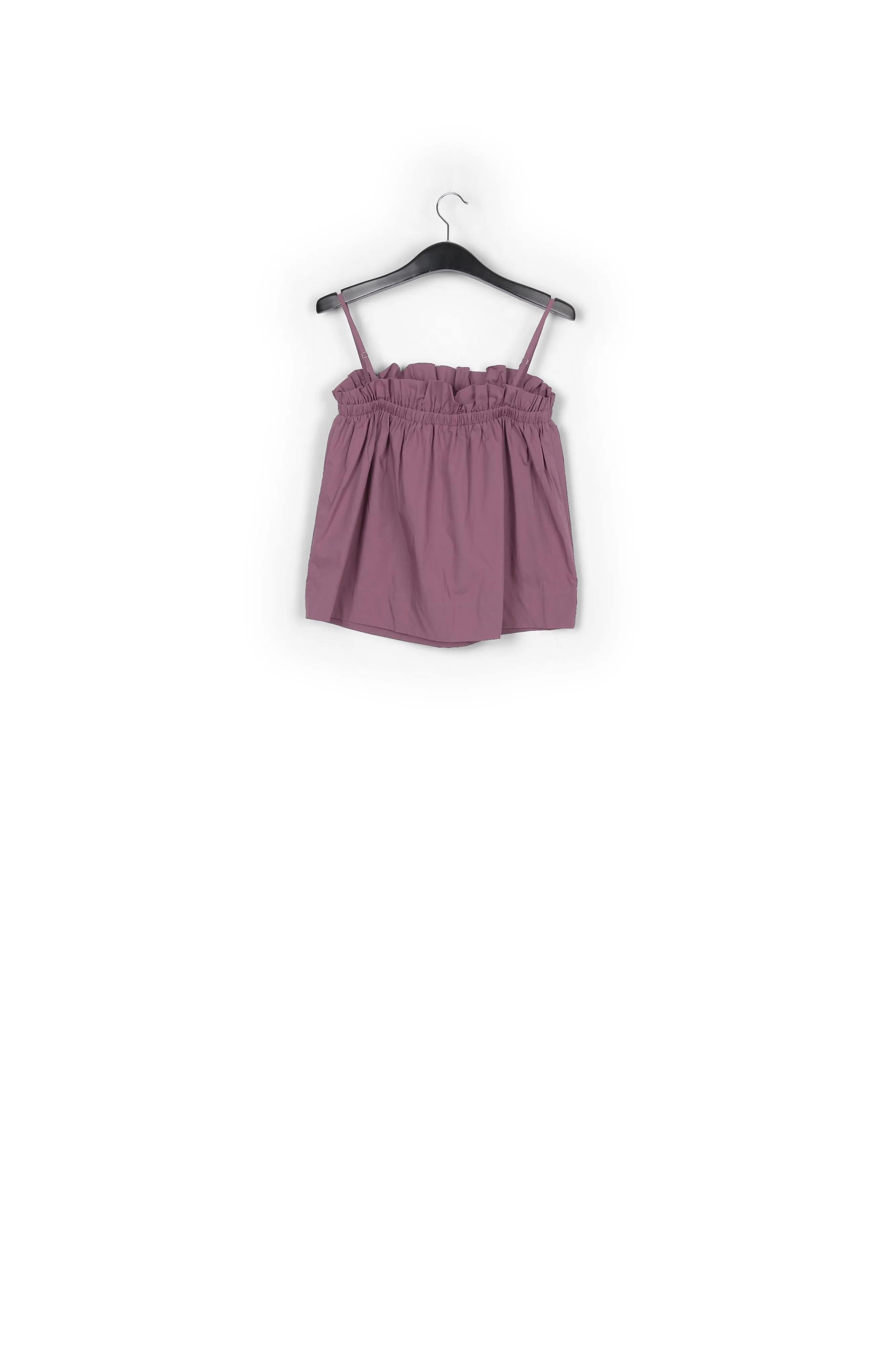 Purple cotton-poplin ruffled camisole
