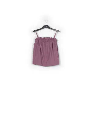 Purple cotton-poplin ruffled camisole
