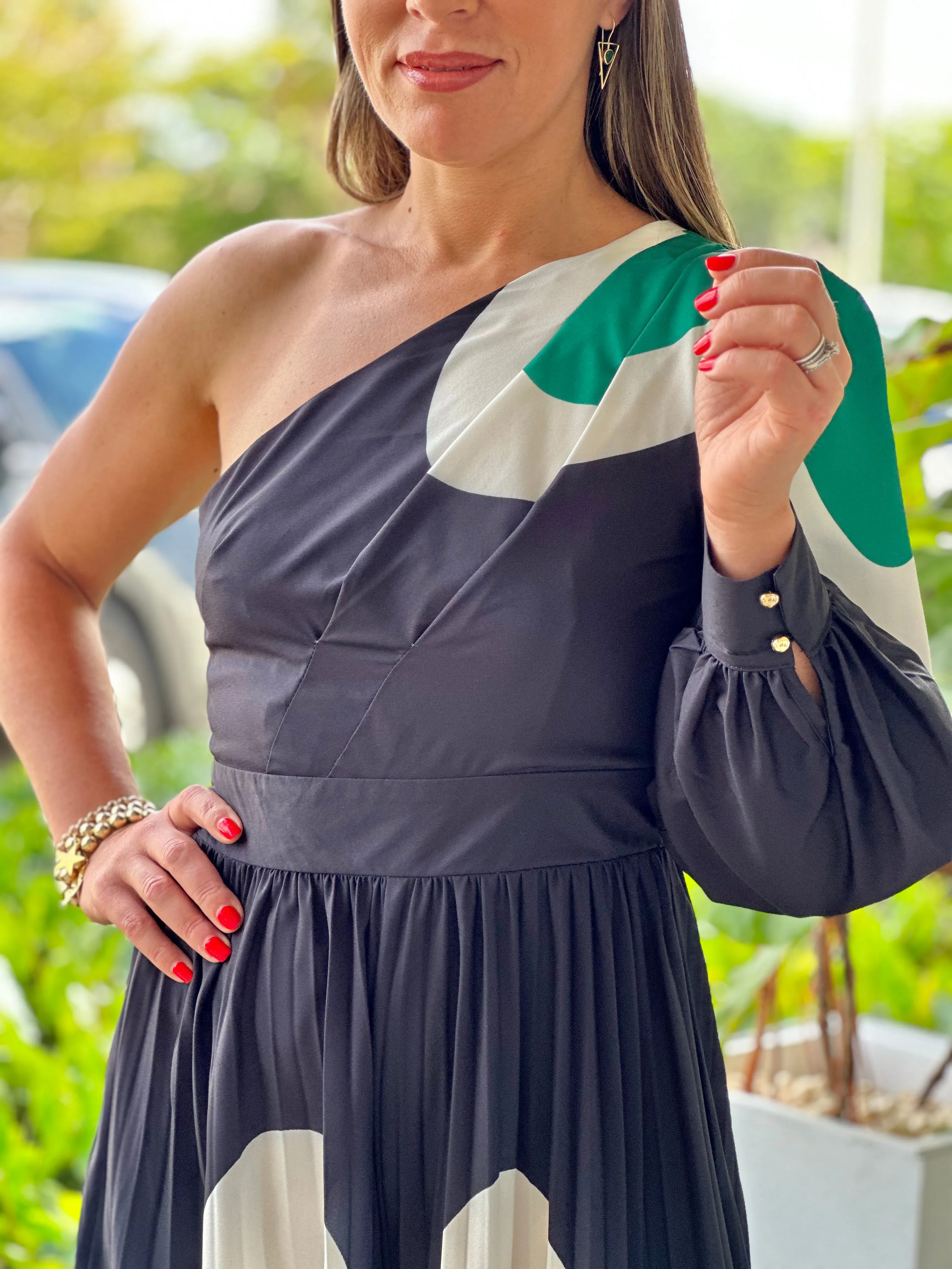 "Ibiza" Pleaded One Shoulder Jumpsuit