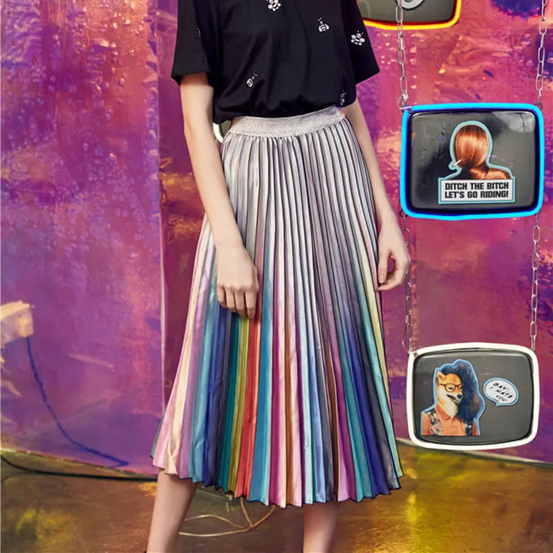 "RAINBOW" PLEATED SKIRT K060606