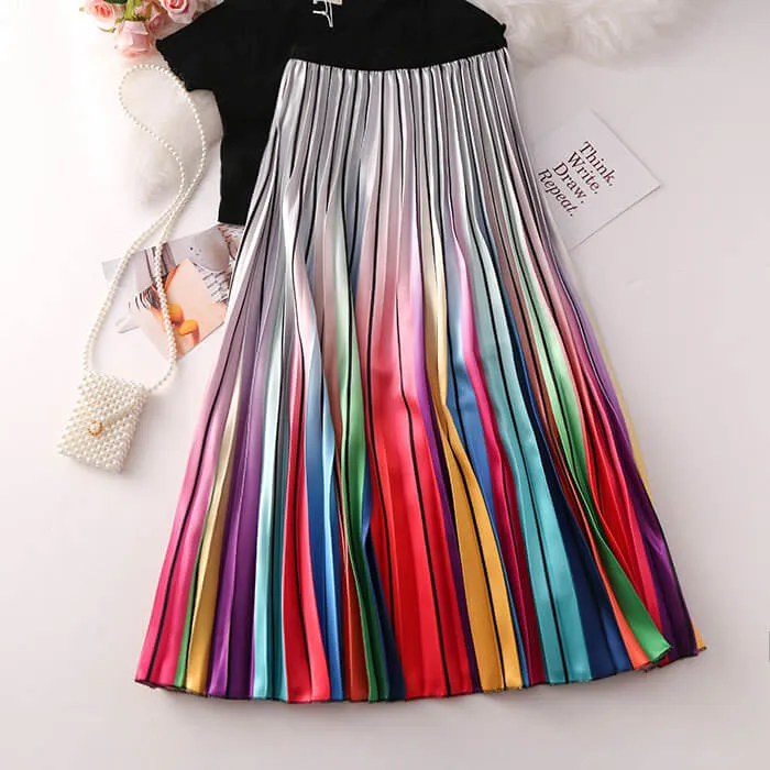 "RAINBOW" PLEATED SKIRT K060606