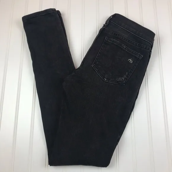 Rag &amp; Bone Distressed Skinny Jeans Black