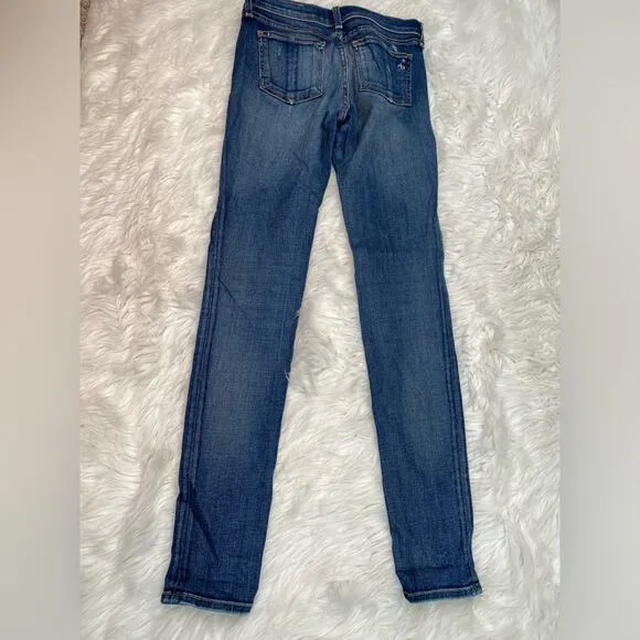 Rag &amp; Bone Women's Distressed Skinny Jeans Blue Destroyed Size 26