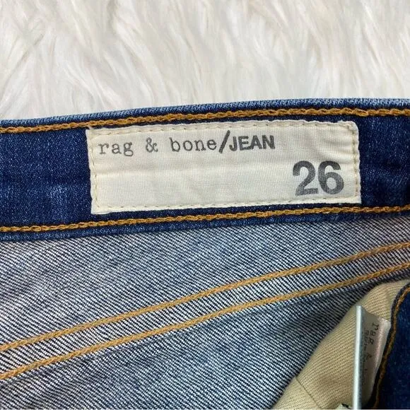 Rag &amp; Bone Women's Distressed Skinny Jeans Blue Destroyed Size 26