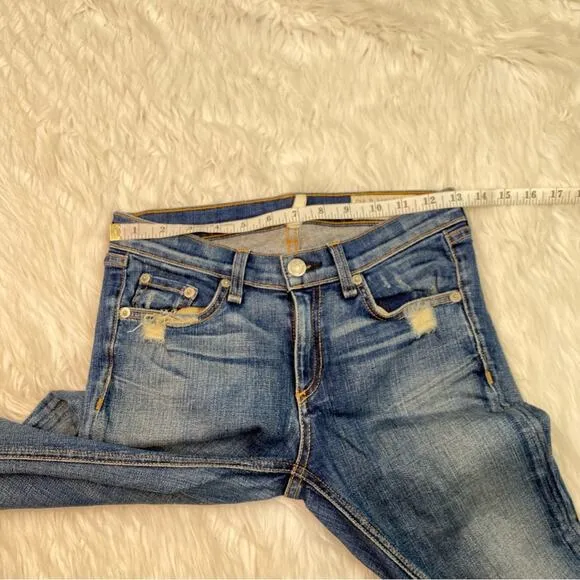 Rag &amp; Bone Women's Distressed Skinny Jeans Blue Destroyed Size 26
