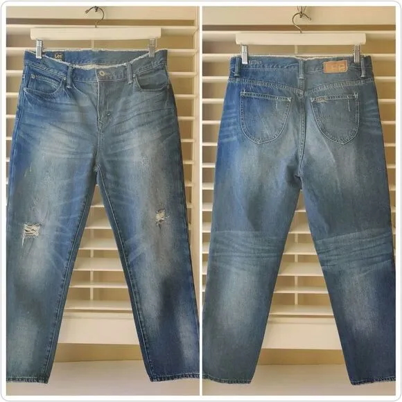 Rare Lee Union Made 101  Distressed Denim Ankle Jeans sz 28