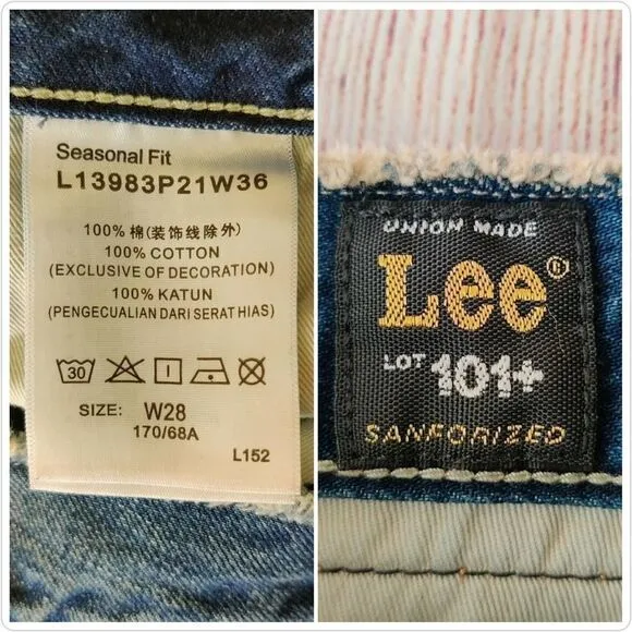 Rare Lee Union Made 101  Distressed Denim Ankle Jeans sz 28