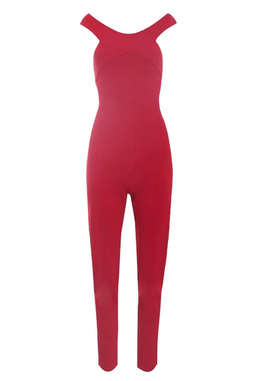 Red Cross Off The Shoulder Jumpsuit