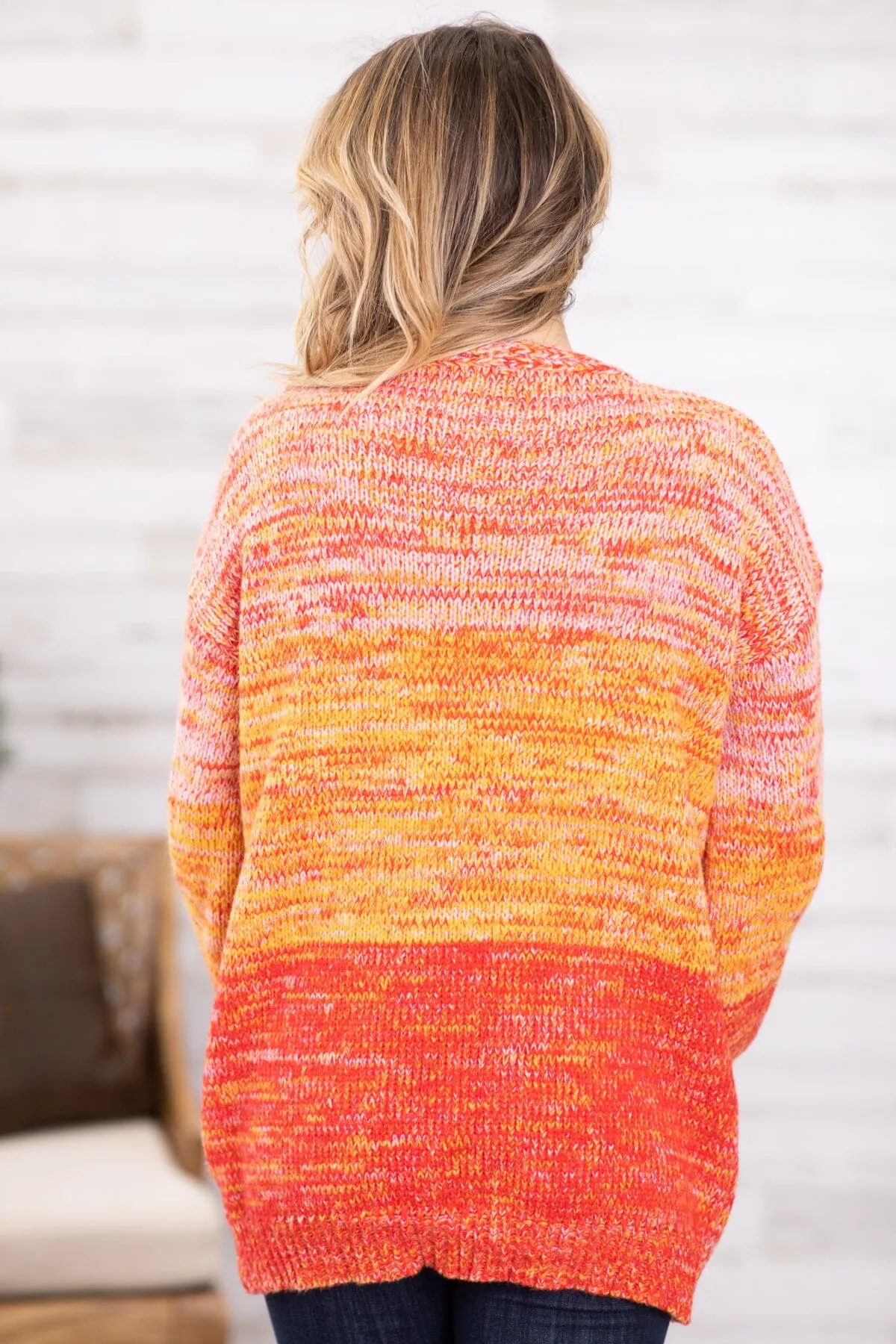 Red Ombre Melange Cardigan