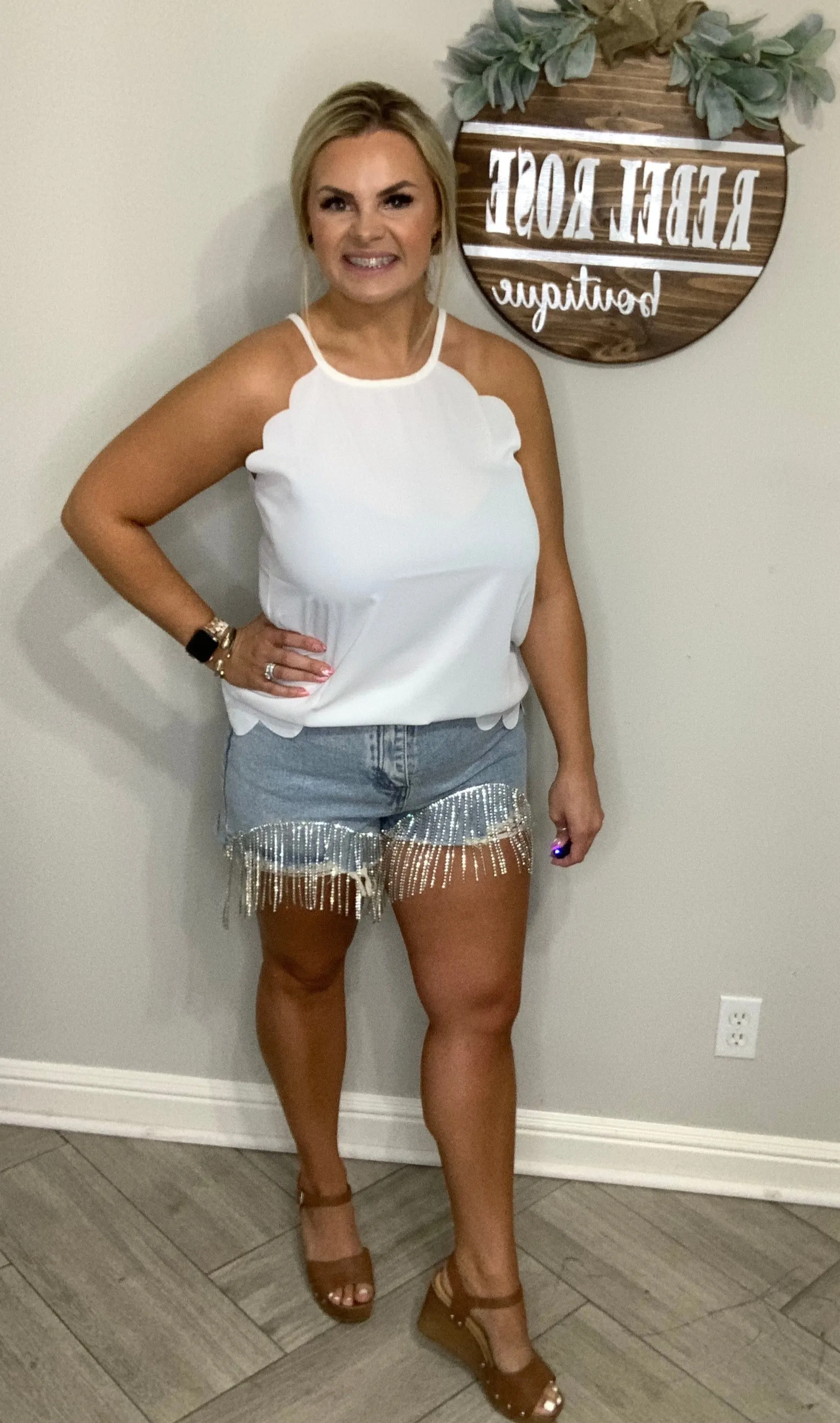 Rhinestone Denim Shorts