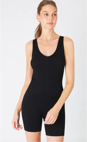 Ribbed Shorts V-neck Romper