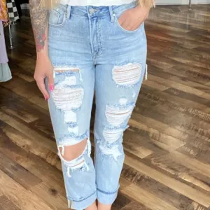 Risen jeans high rise combo washed straight jeans
