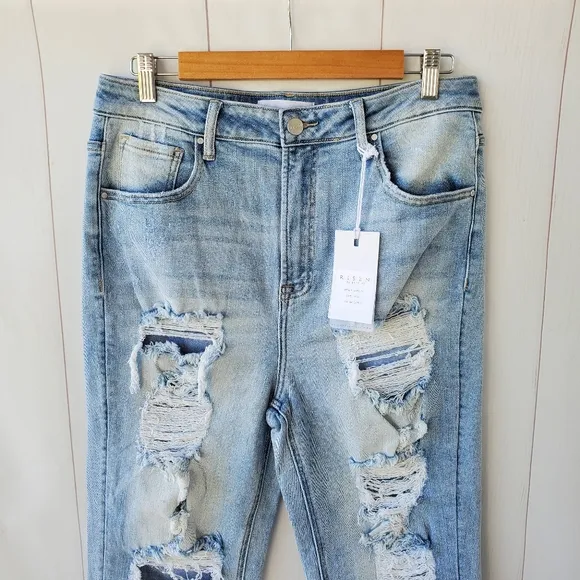 Risen jeans high rise combo washed straight jeans
