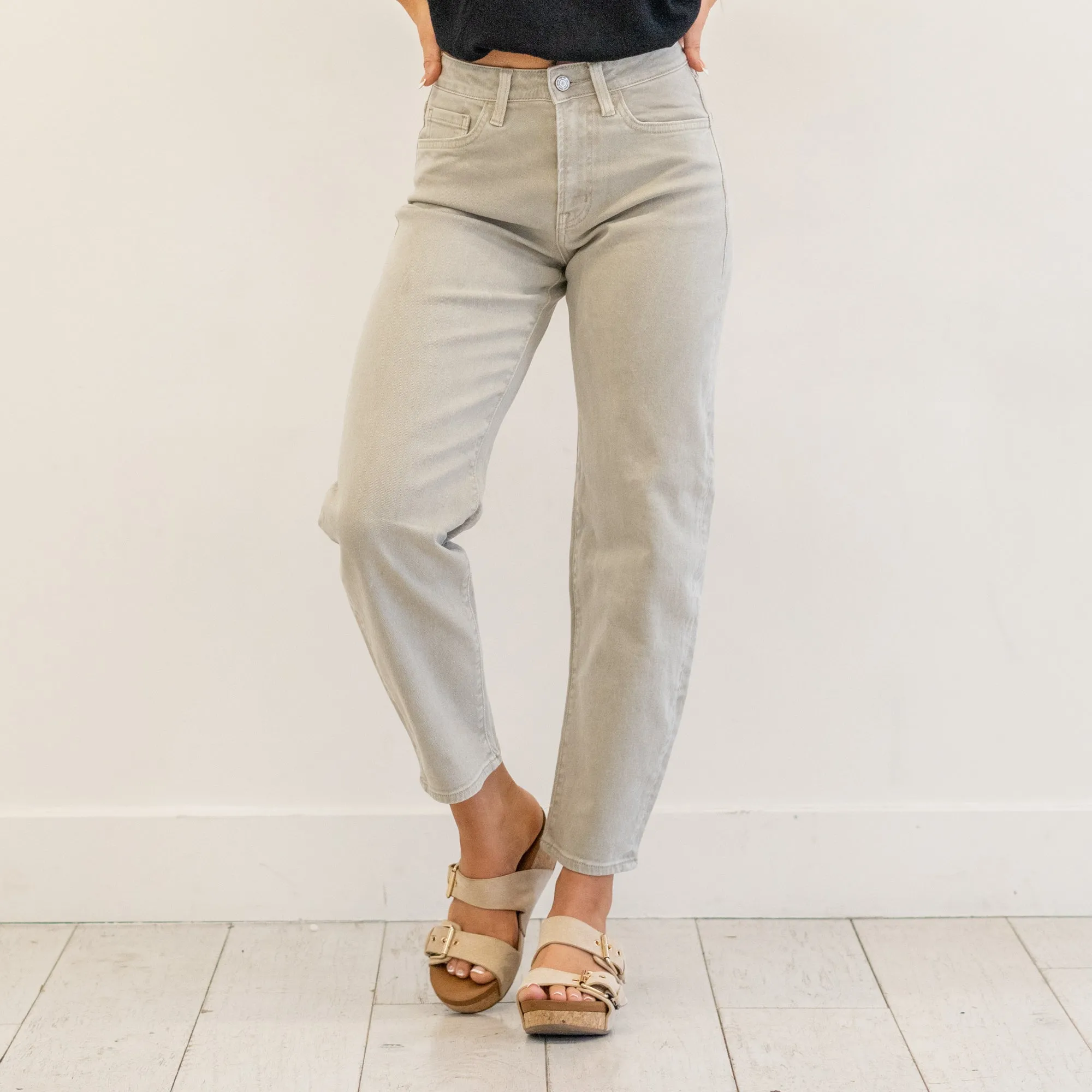 Rock Grey Super High Rise Barrel Jeans