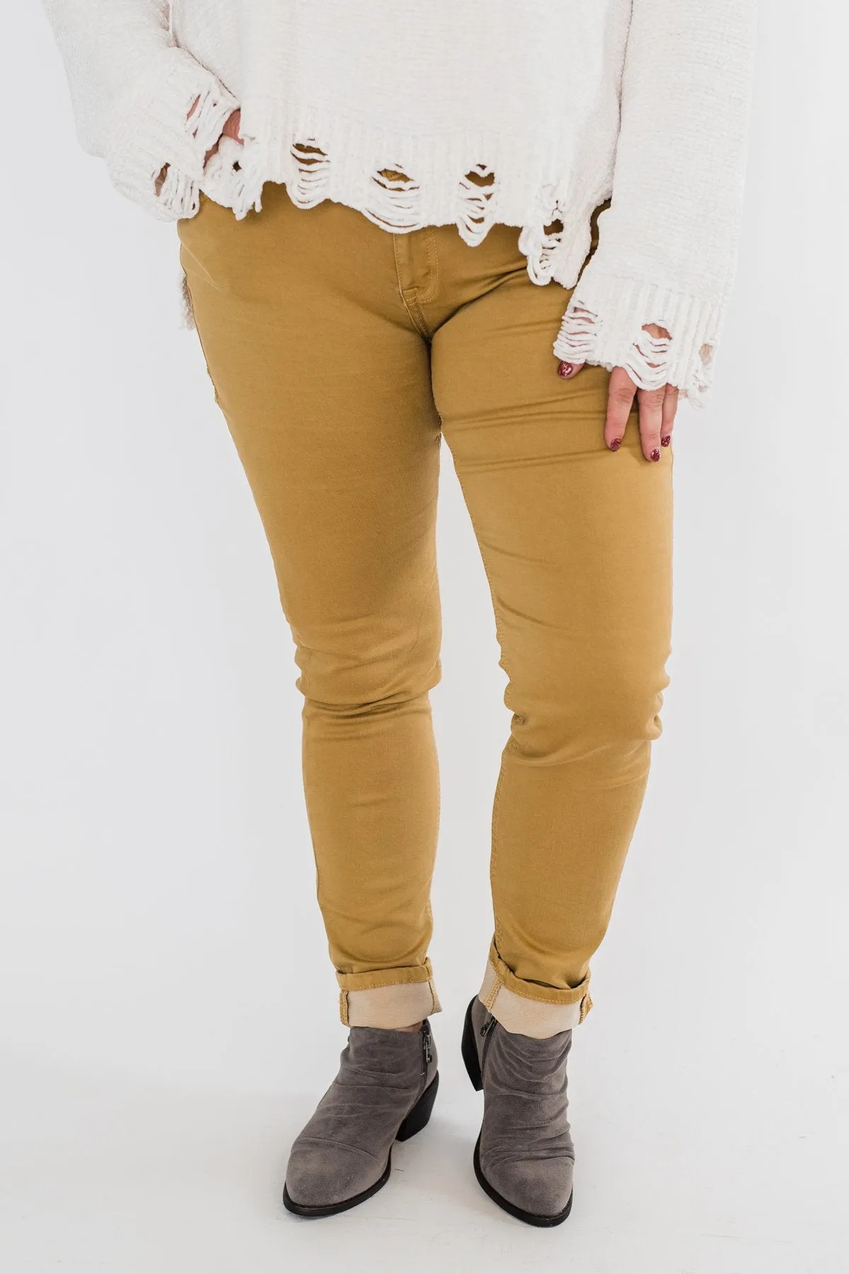 Rubberband Colored Skinny Jeans- Mustard