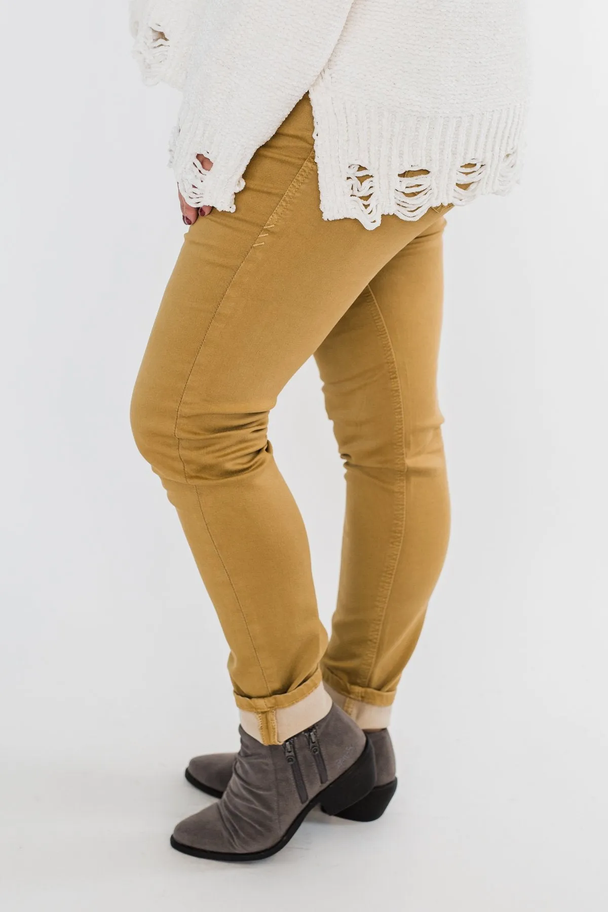 Rubberband Colored Skinny Jeans- Mustard