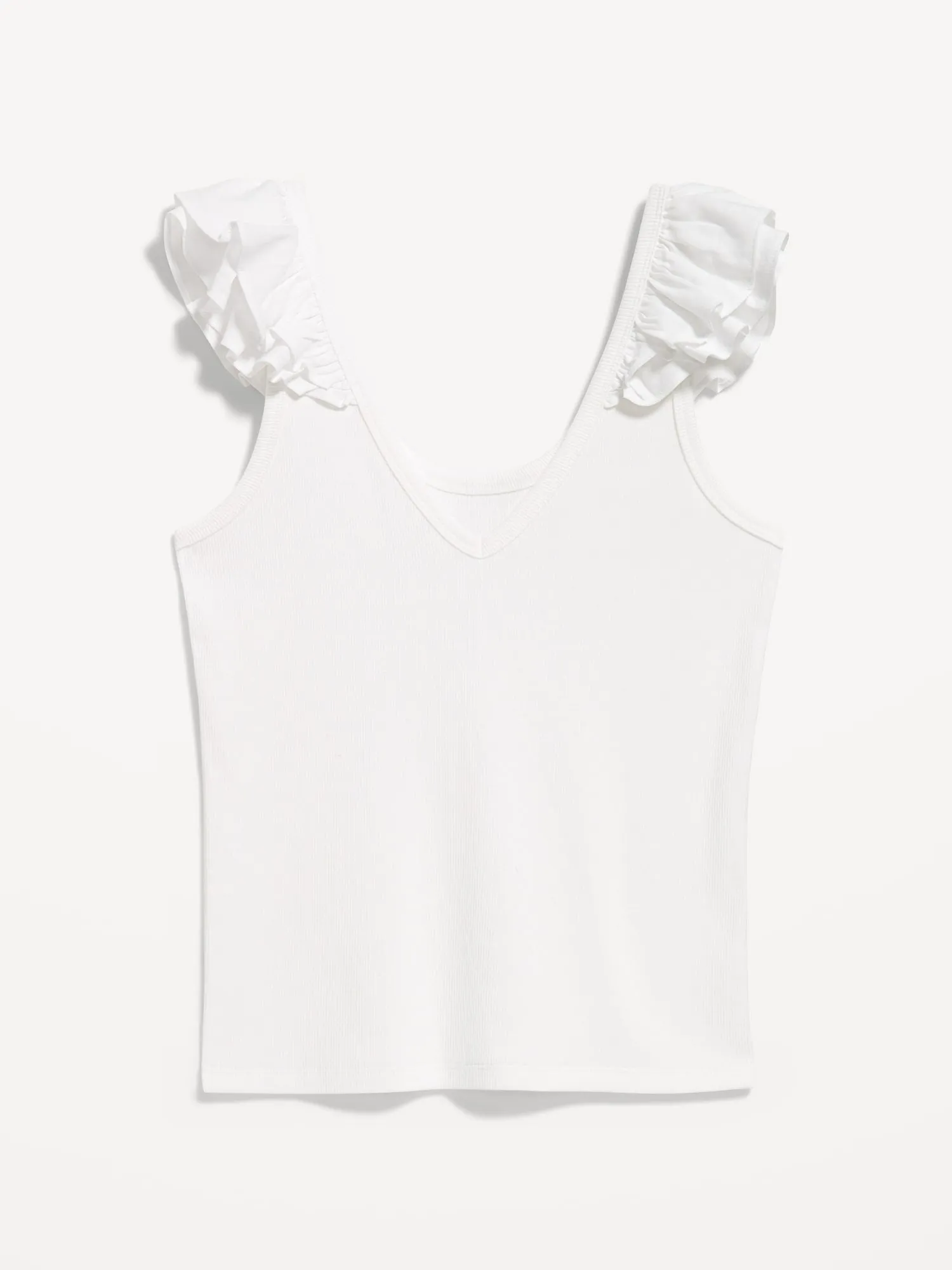 Ruffle-Trim Mixed Material Top